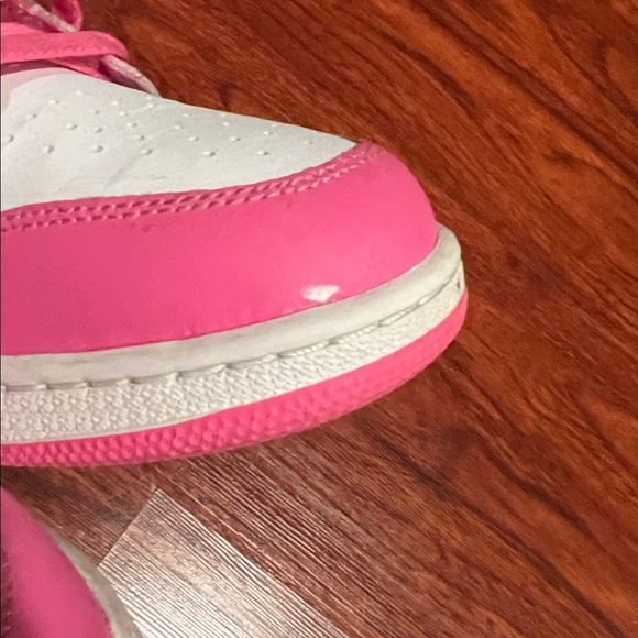 Kids Nike Air Jordan Mid Sneakers Pink & Orange & White Size 7Y - Picture 7 of 8
